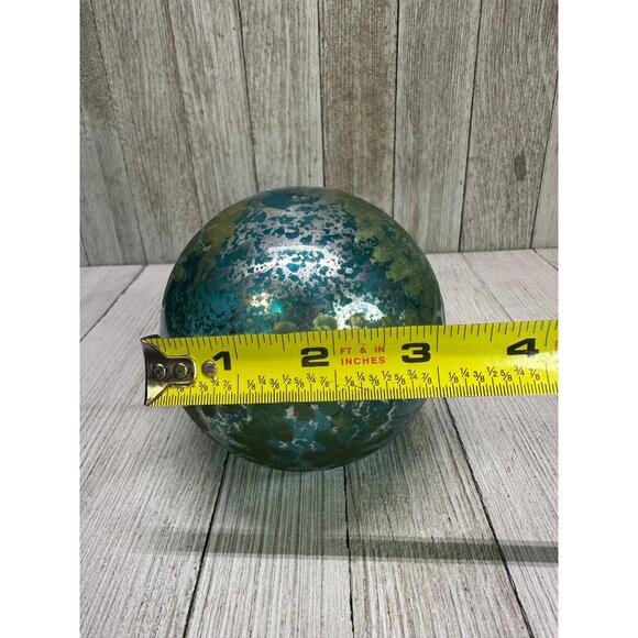 Vtg Glass Decorative Blue and Golden Balls Ornamental Holiday Decor 4" DIA Set 2 - Picture 6 of 8